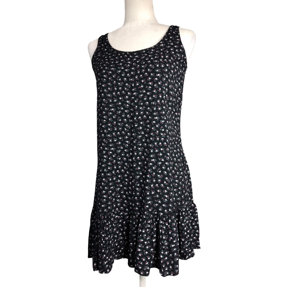 Bolide Vintage Ditsy Floral Sleeveless Black Mini Dress